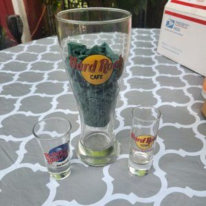 Hard Rock Cafe / Planet Hollywood Beer Glass & Shot Glasses